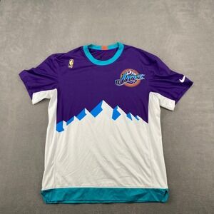 Nike Utah Jazz NBA Dri-FIT Shooting Shirt Purple Mountain Graphic Mens Small